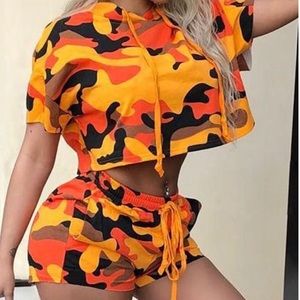Women’s orange camouflage 2 piece set